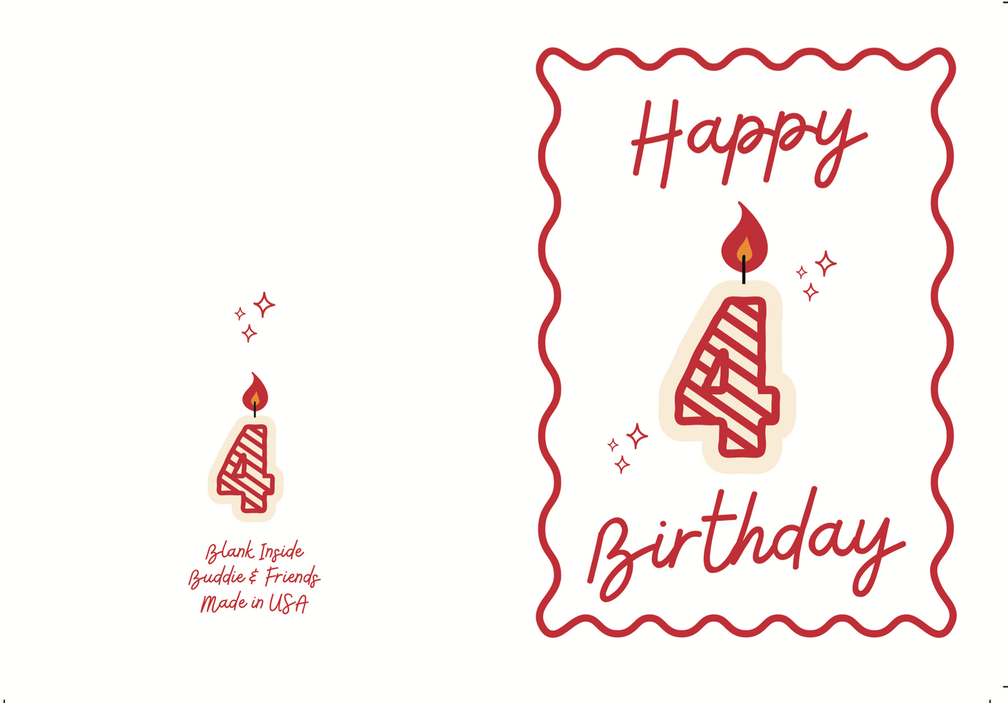 4 Candle Birthday Card