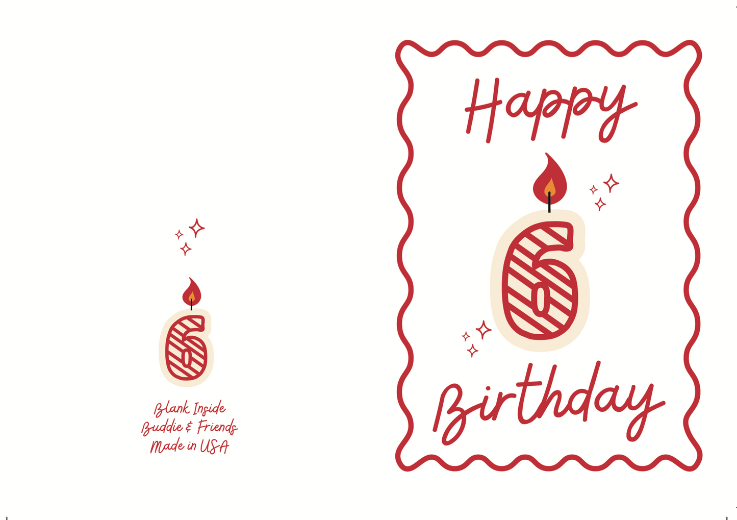 6 Candle Birthday Card