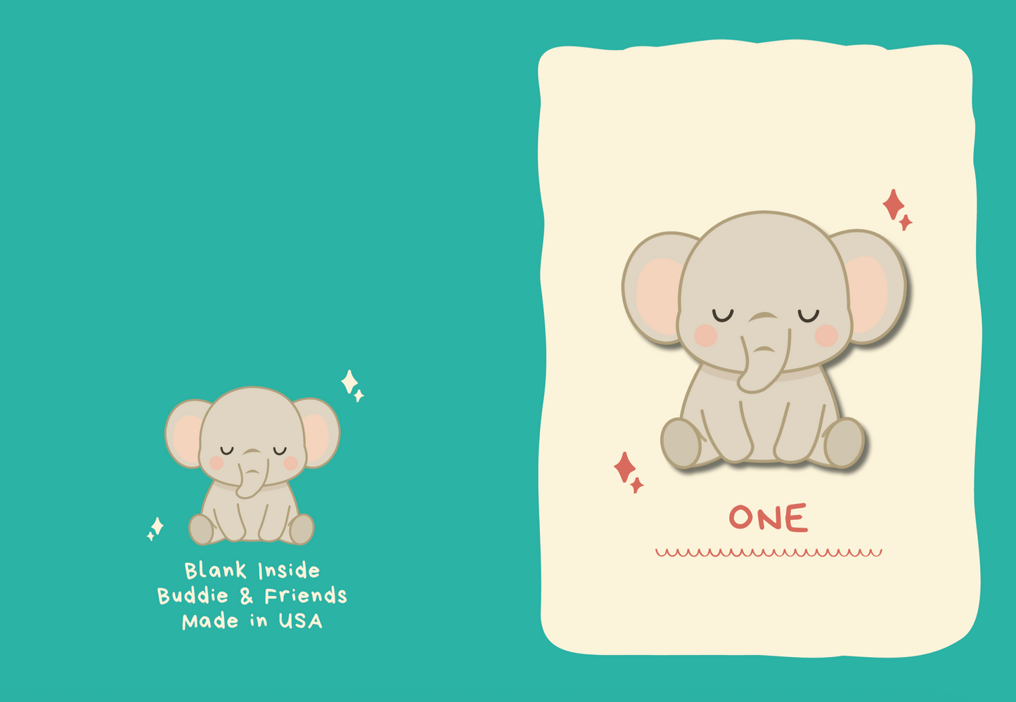 1 Elephant Birthday Card