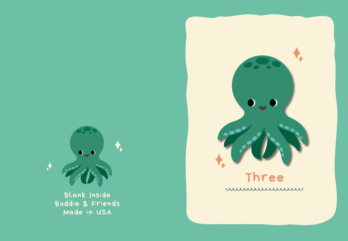3 Octopus Birthday Card