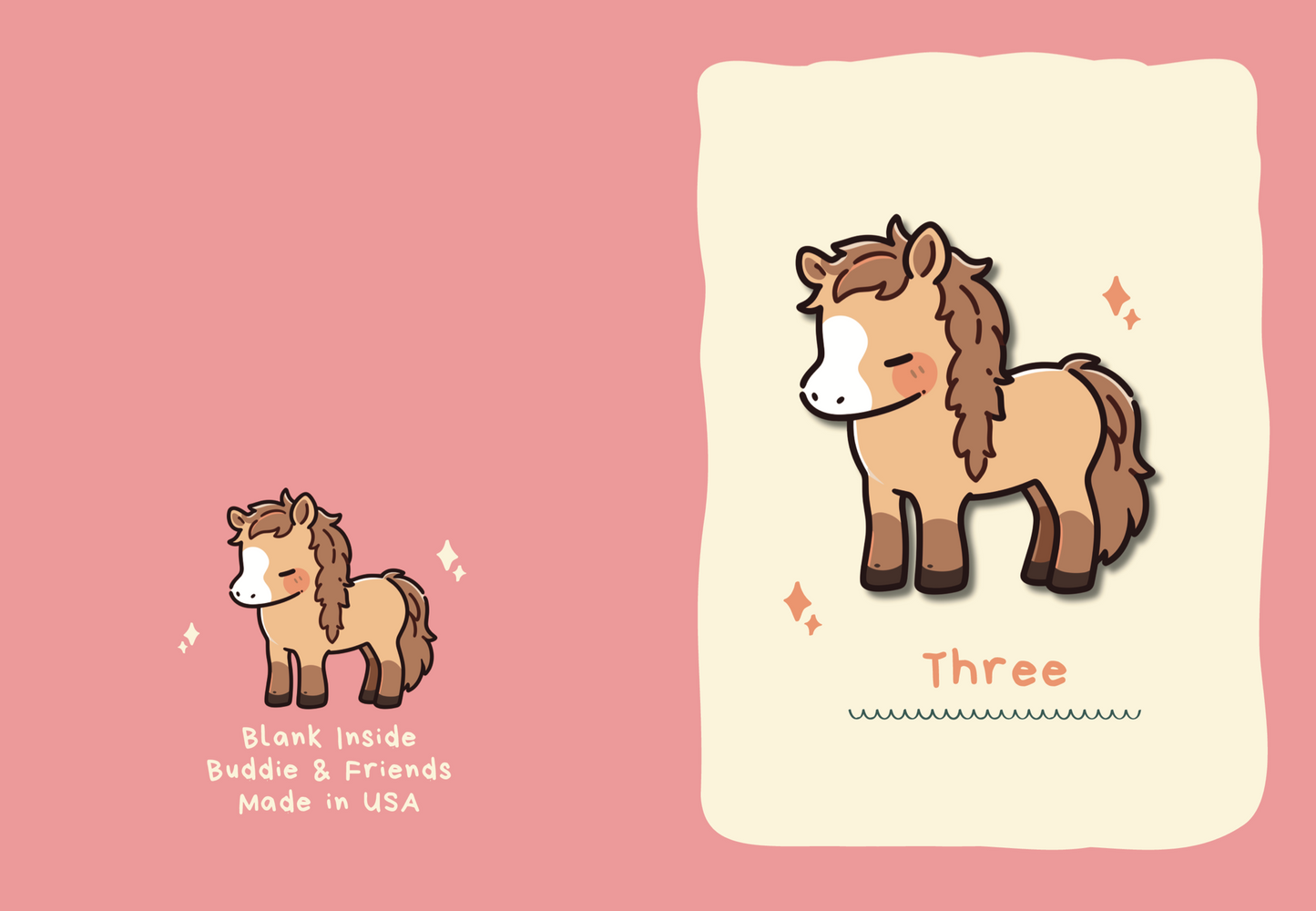3 Pony Birthday Card