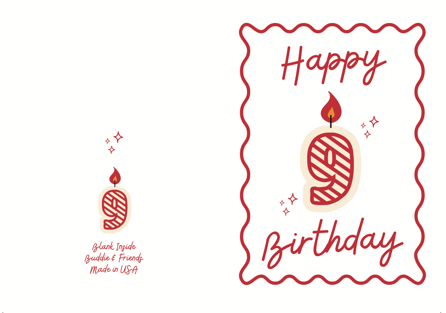 9 Candle Birthday Card